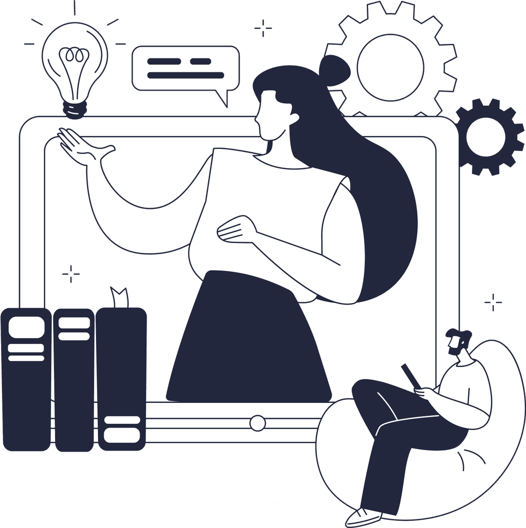 Иллюстрация c девушкой и студентом